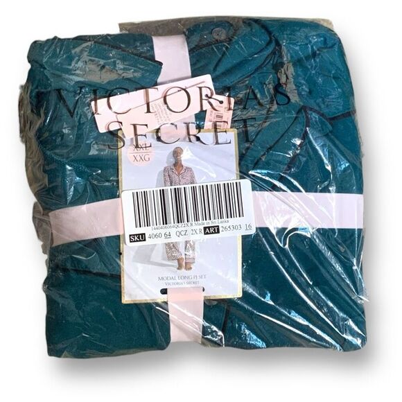 Victoria’s Secret Teal Modal Long Pajama Set XXL Original Packaging New With Tag - Picture 1 of 7